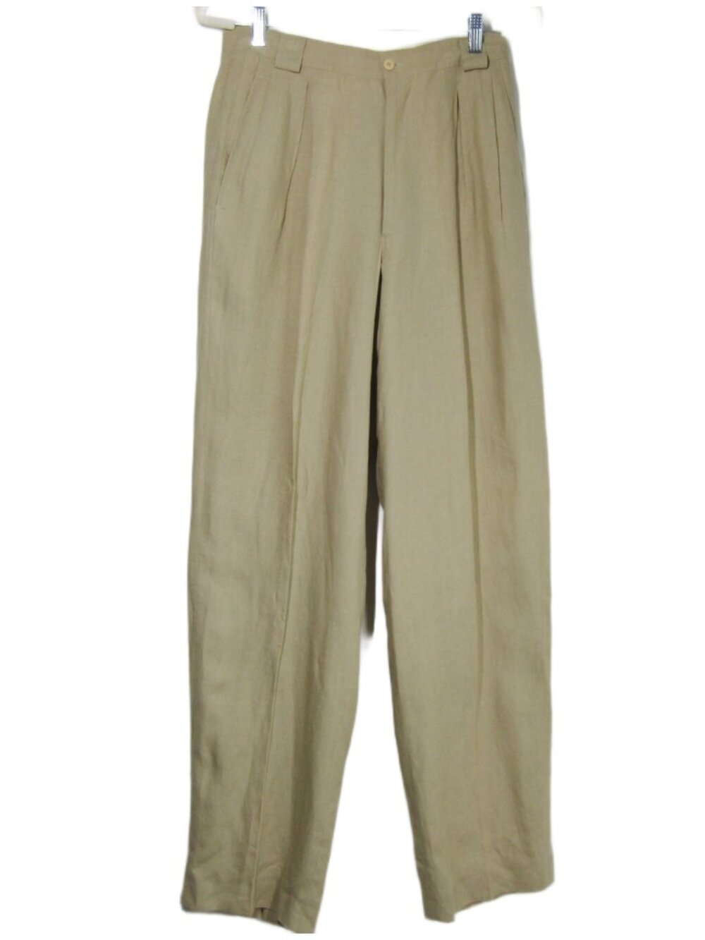VTG GIORGIO ARMANI  Men 100% Linen Tan Pleated Pants 29/35 Italy Quiet Luxury